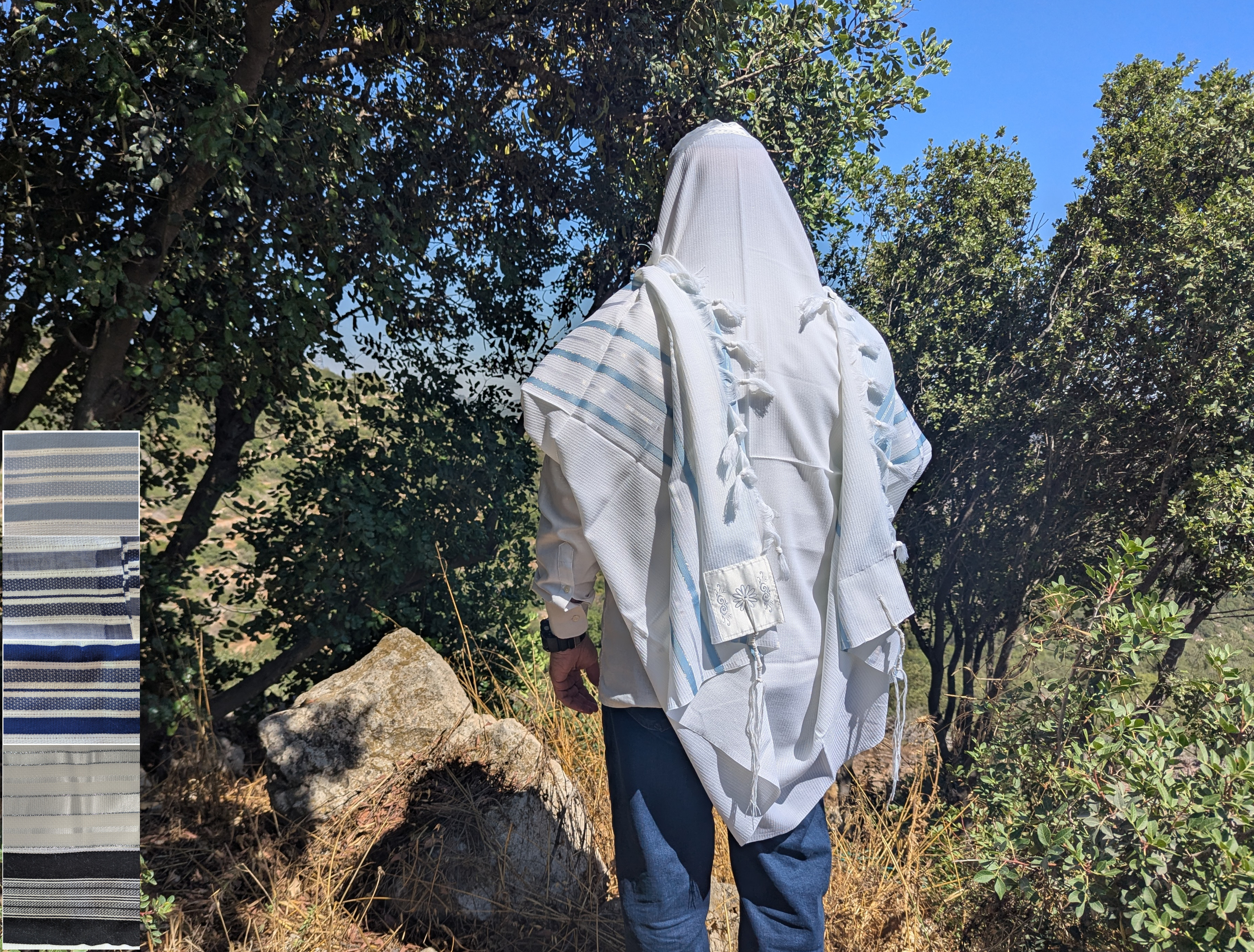 טלית חתנים - כותנה 100%